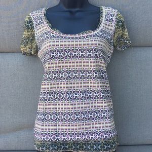 JUST CAVALLI Italian Short Sleeve Top with Scoop Neckline